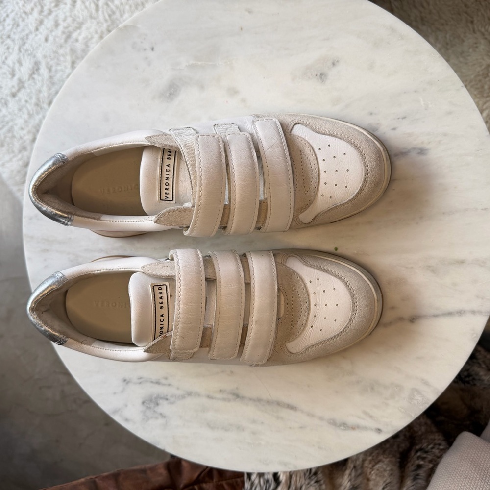 Veronica Beard White Sneakers with Red and Silver Accents - Picture 12 of 12